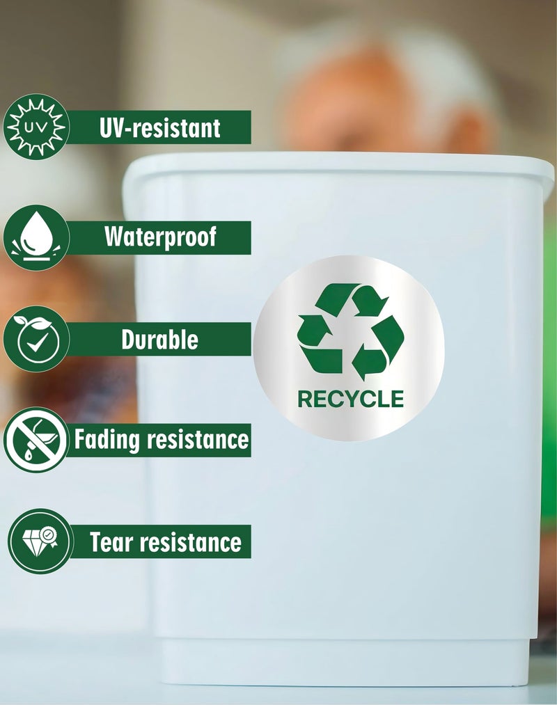 CLVJQ Recycle Stickers for Trash Bins 4Pcs, Waterproof Self-Adhesive Trash and Recycle Stickers for Home, Office, Hotel, Apartment, School, Recycling Signs for Indoor/Outdoor Garbage Can - Image 3