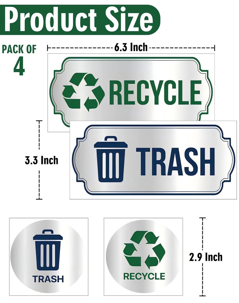 CLVJQ Recycle Stickers for Trash Bins 4Pcs, Waterproof Self-Adhesive Trash and Recycle Stickers for Home, Office, Hotel, Apartment, School, Recycling Signs for Indoor/Outdoor Garbage Can - Image 2