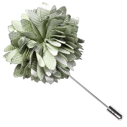 GUSLESON Sage Green Mens Plaid Checkered Wedding Necktie Pocket Square Cufflinks and Lapel Pin Brooch Set (IN6104-34) - Image 5