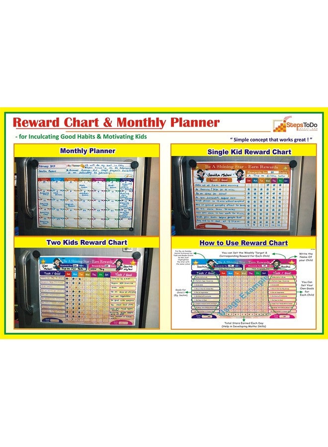 Kutuhal StepsToDo Reward Chart & Monthly Planner. Inculcate Good Habits & Motivate Kids. Improved Marker for Better Write-wipe  - Image 2