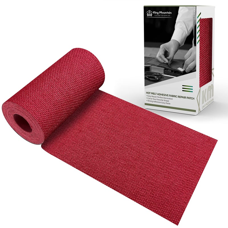 King Mountain Premium Linen Fabric Ironon Repair Patch InsideOutside Fabric Repair Patch 3x60 with Backing Glue Linen Repair Decorative Patch kit Linen3x60 Red