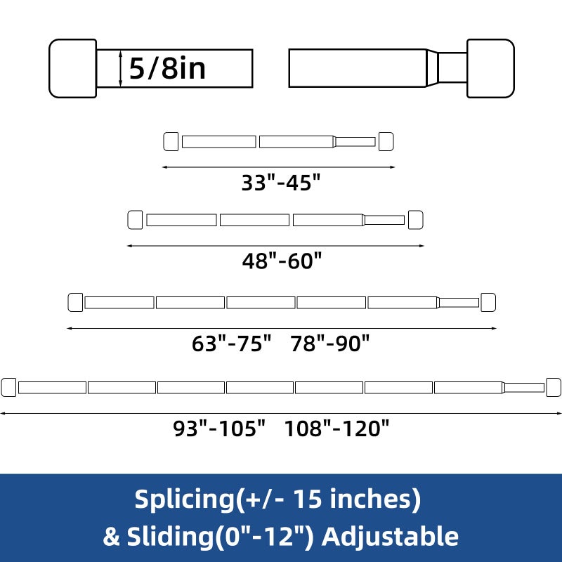Alskarhem Black Curtain Rods for Windows 32 to 90 Inch,5/8 Inch Small Curtain Rod Set With Brackets - Image 2