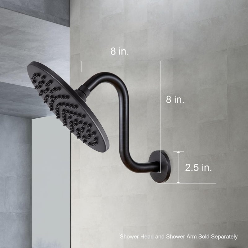 Offo Shower Head Extension Arm 8 in, Oil Rubbed Bronze S Shaped Shower Arm with Flange High Rise Goose Neck Shower Extension - Image 4