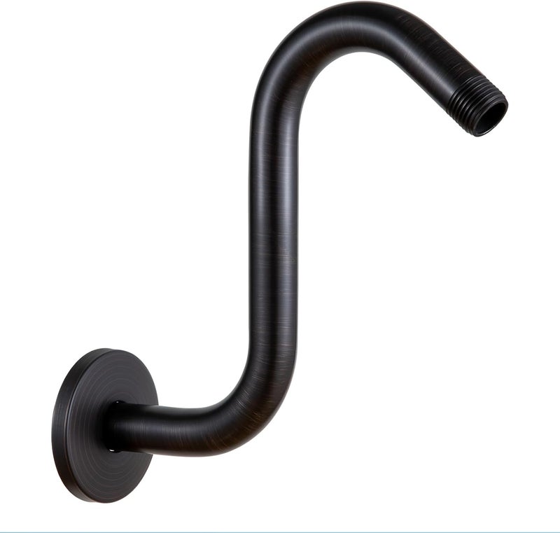 Offo Shower Head Extension Arm 8 in, Oil Rubbed Bronze S Shaped Shower Arm with Flange High Rise Goose Neck Shower Extension - Image 1