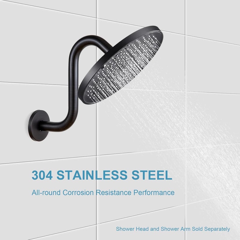 Offo Shower Head Extension Arm 8 in, Oil Rubbed Bronze S Shaped Shower Arm with Flange High Rise Goose Neck Shower Extension - Image 3