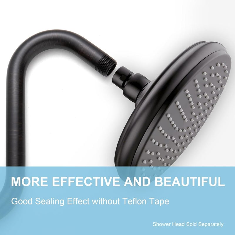 Offo Shower Head Extension Arm 8 in, Oil Rubbed Bronze S Shaped Shower Arm with Flange High Rise Goose Neck Shower Extension - Image 2