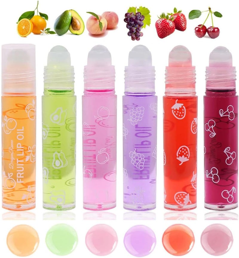 6Pcs RollOn Lip Gloss SetFruit Flavored Roll On Rollerball Lip OilTransparent Plumping Lip Gloss for Teens and KidsNon Toxic LipMakeup Set