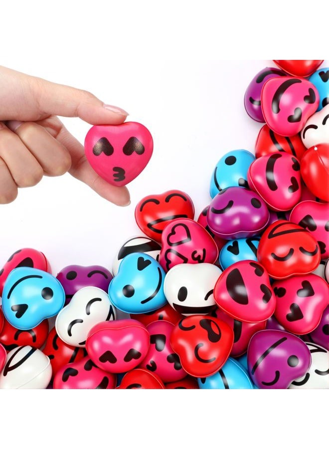 Jerify 100 Pcs Valentines Day Heart Stress Balls 1.5 Inch Small Heart Shape Stress Balls Mini Relief Party Favors Valentines Day Gifts for Little Teens (Funny Style) - Image 1