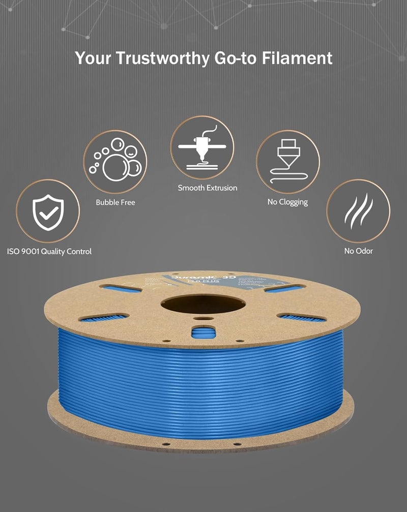 DURAMIC 3D PLA+ Filament 1.75mm 2Kg Blue, PLA Plus Filament 2 Pack 1kg Spool(2.2lbs) Tougher and Stronger, Dimensional Accuracy Probability +/- 0.02mm - Image 5