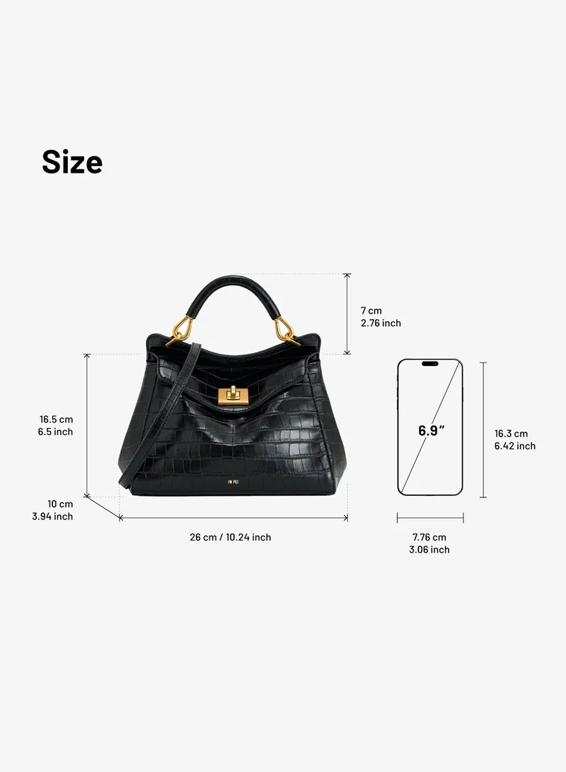 Jw Pei Black croc Lucia Classic Top Handbag for Women | Best Price UAE