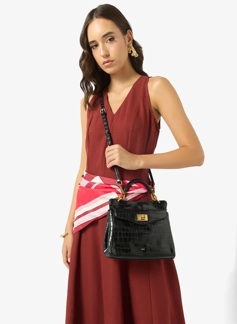 Jw Pei Black croc Lucia Classic Top Handbag for Women | Best Price UAE