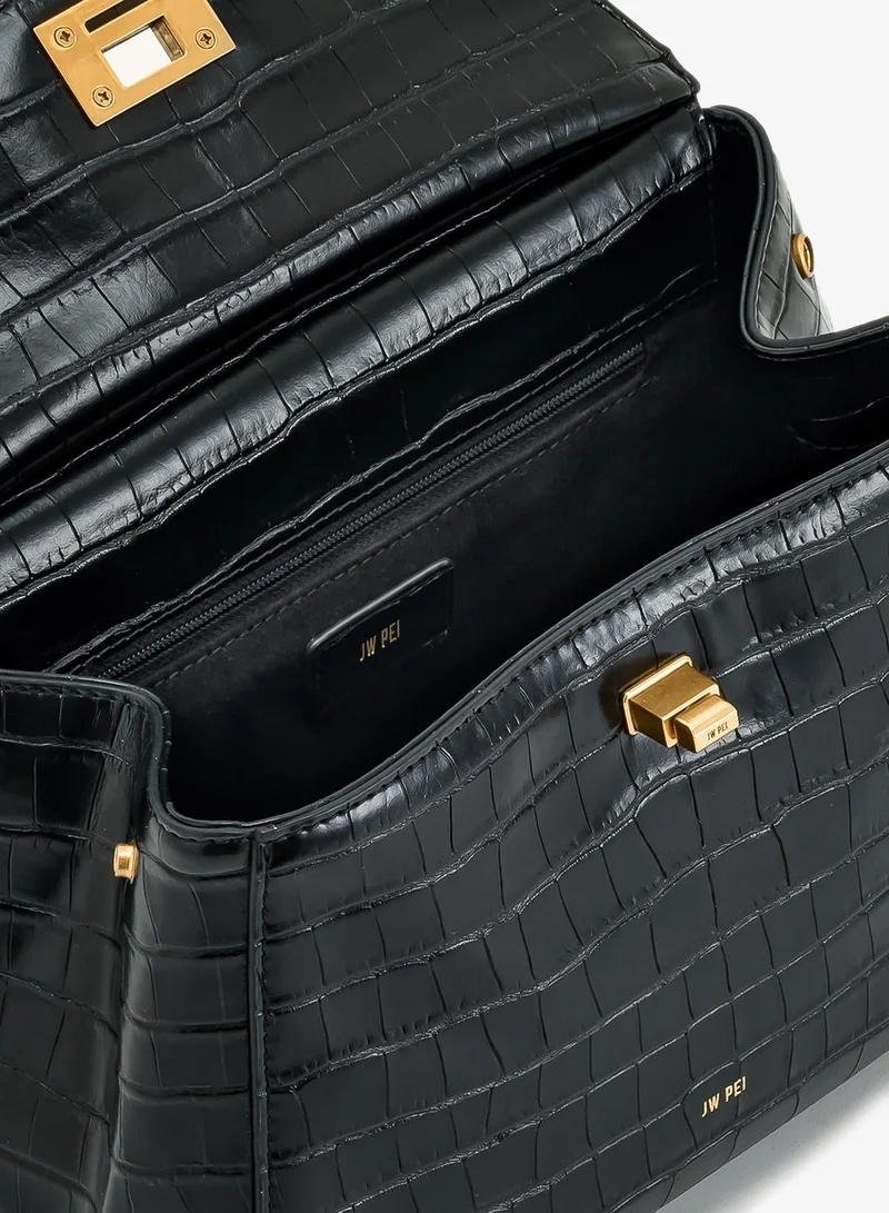 Jw Pei Black croc Lucia Classic Top Handbag for Women | Best Price UAE