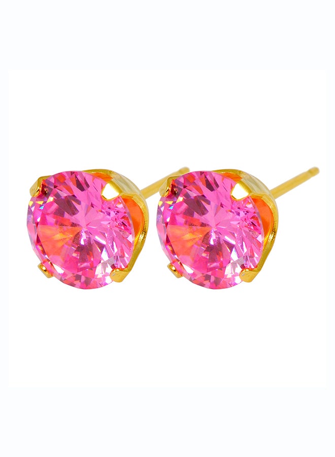 Caflon Fashion Sense Gold Plated Pink Cubic Zirconia Earring| 8Mm