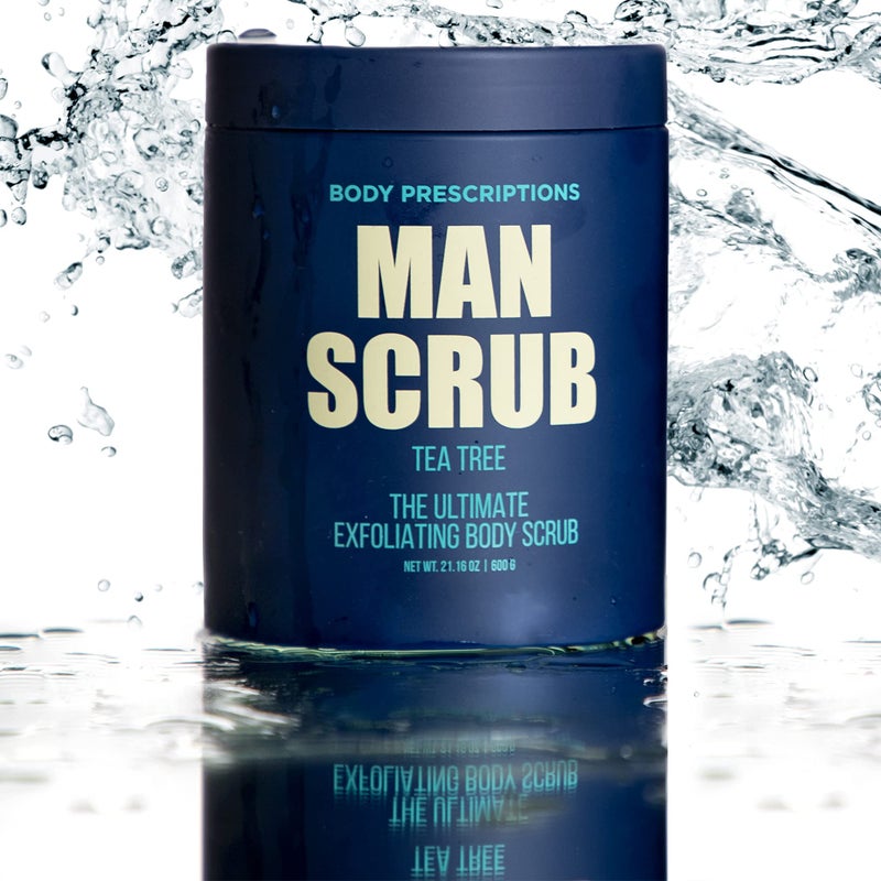 Body Prescriptions Menâ€™s Exfoliating Body Scrub â€“ Ultimate Skin Cleansing Wash in Jar with Twist-Top Lid, For All Skin Types, 21 Ounce (Pack of 1), Tea Tree - Image 2