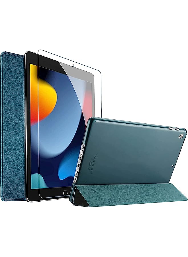 vesus Ipad 10.2 Case 2021 9Th Gen/ 2020 8Th Gen/ 2019 7Th Gen Case With Tempered Glass Screen Protector, Slim Stand Hard Shell Protective Smart Cover For 10.2” Ipad 9Th/8Th/7Th Generation -Teal