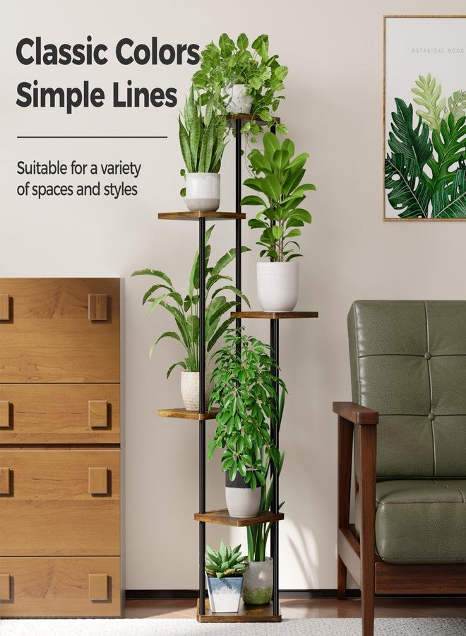 Bamworld Tall Plant Stand Indoor,6 Tier Metal Plant Shelf for Multiple Plants,Corner Tiered Flower Stand for Patio Garden Balcony Living Room Bedroom(Brown) - Image 3