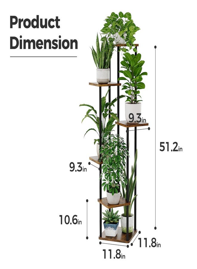 Bamworld Tall Plant Stand Indoor,6 Tier Metal Plant Shelf for Multiple Plants,Corner Tiered Flower Stand for Patio Garden Balcony Living Room Bedroom(Brown) - Image 5