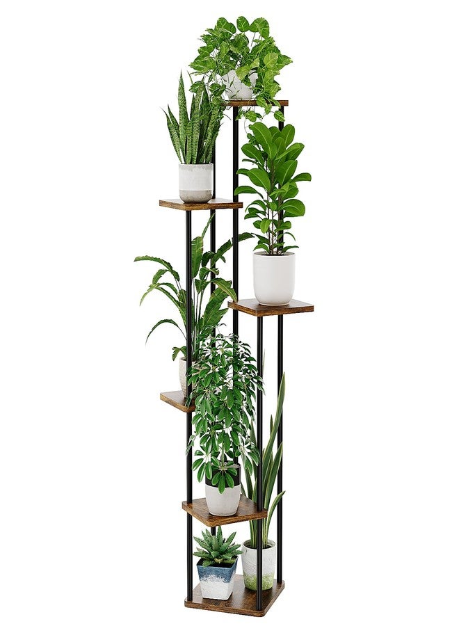 Bamworld Tall Plant Stand Indoor,6 Tier Metal Plant Shelf for Multiple Plants,Corner Tiered Flower Stand for Patio Garden Balcony Living Room Bedroom(Brown) - Image 1