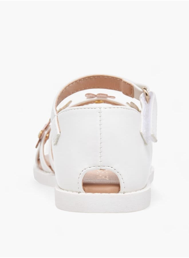 JUNIORS Girls Floral Accent Sandals With Hook And Loop Closure  - Image 3