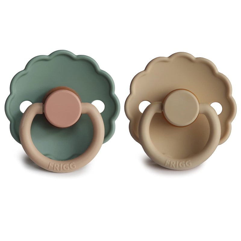 FRIGG Daisy Natural Rubber Baby Pacifier | Made in Denmark | BPA-Free (Willow/Croissant, 6-18 Months) 2-Pack - Image 2