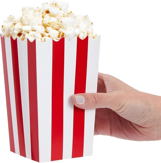 PrettyurParty PRETTY UR PARTY Red Stripes Small Popcorn Boxes - 10 pcs Paper Popcorn Box, Disposable Party Snack Containers, Great For Kids Party, Movie Night Or Carnival Party Theme - Image 5