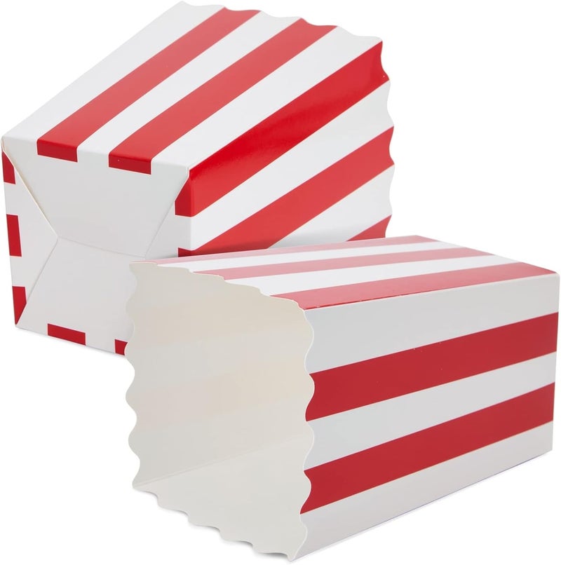 PrettyurParty PRETTY UR PARTY Red Stripes Small Popcorn Boxes - 10 pcs Paper Popcorn Box, Disposable Party Snack Containers, Great For Kids Party, Movie Night Or Carnival Party Theme - Image 4