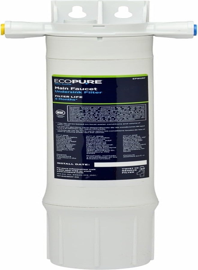 EcoPure Main Faucet Under Sink Inline Water Filtration System (EPWUFF1) | NSF Certified | Reduces Chlorine, Sediment & Cysts | No Additional Faucet Required - Image 1