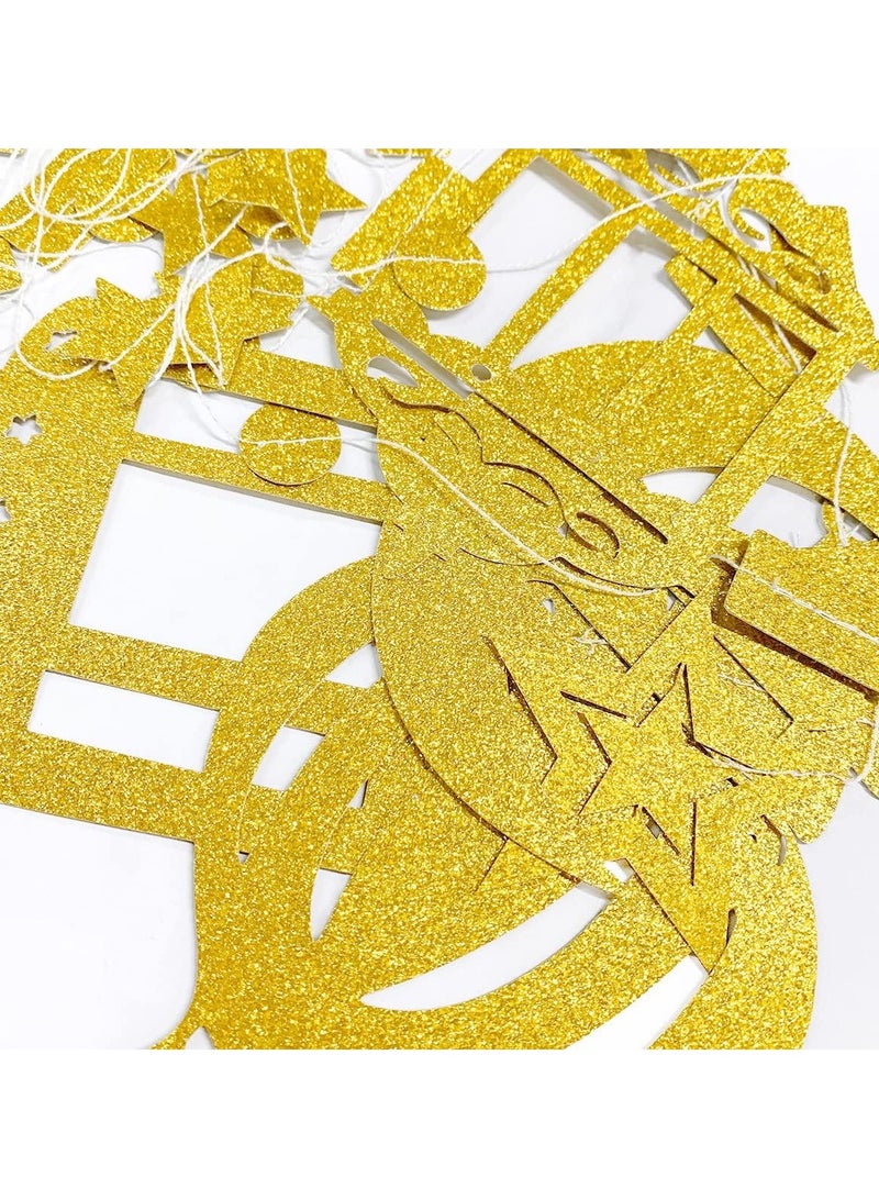 Jorunb Ramadan Star-Moon Party-Decorations Garland - 12pcs Twinkle Little Star Hanging Decoration Streamers Swirl Lantern, Eid Mubarak Birthday Wedding Party Banner Decor - Image 3