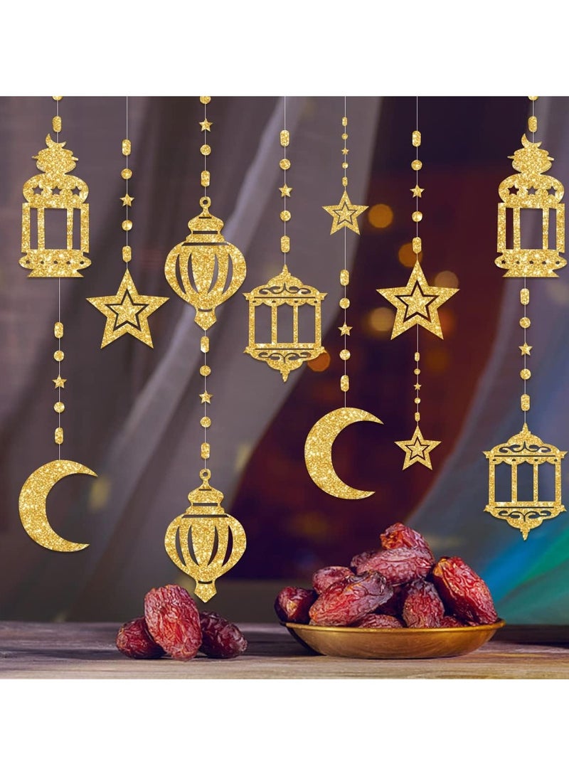 Jorunb Ramadan Star-Moon Party-Decorations Garland - 12pcs Twinkle Little Star Hanging Decoration Streamers Swirl Lantern, Eid Mubarak Birthday Wedding Party Banner Decor - Image 5