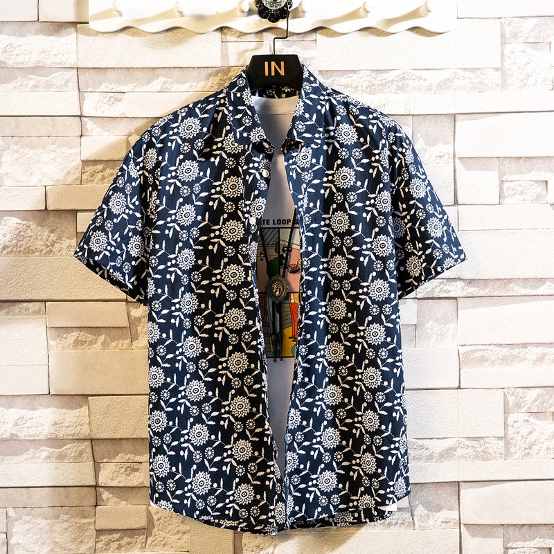 2022 Summer New Casual Color Short-sleeved Shirt Mens Fashion Loose Beach Style Vacation Shirt 18 Color T-shirt No. 2 color