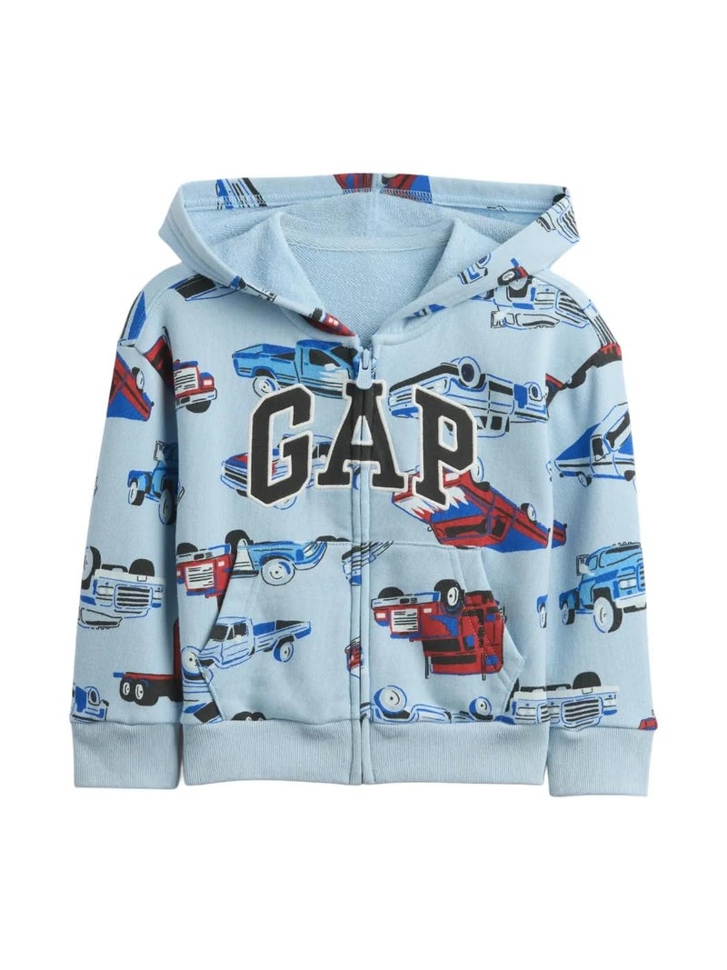 GAP Baby Boys Logo French Terry Full Zip Light Blue Shadow 6-12M - Image 2