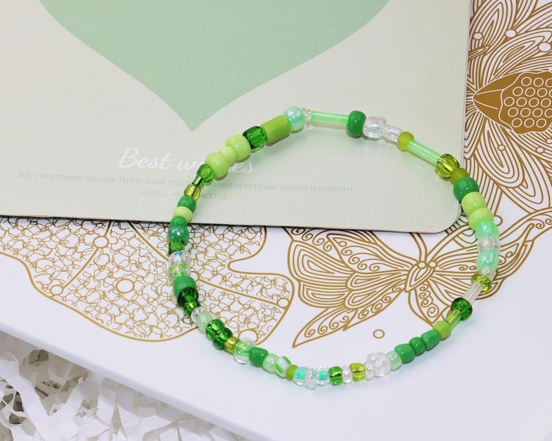 PPhtony Mixed Craft Beads 1000Pcs/20g Glass Seed Tube Bead Bugle Bead 1.5-4.5mm Small Loose Spacer Beads for DIY Bracelets Necklace Earring Jewelry Making (Green) - Image 3