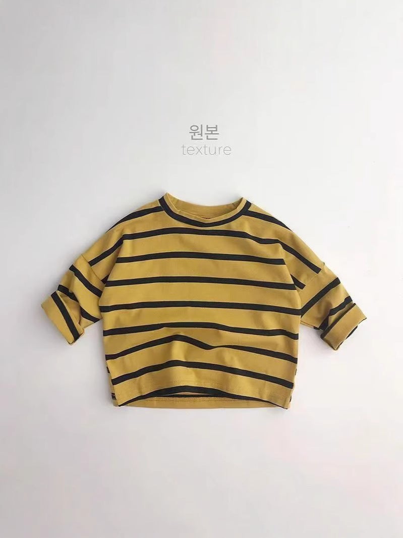 Versatile Korean-Style Children'S Striped New T-Shirt Cotton Unisex Trendy Stylish Long-Sleeve Base T-Shirt - Image 4