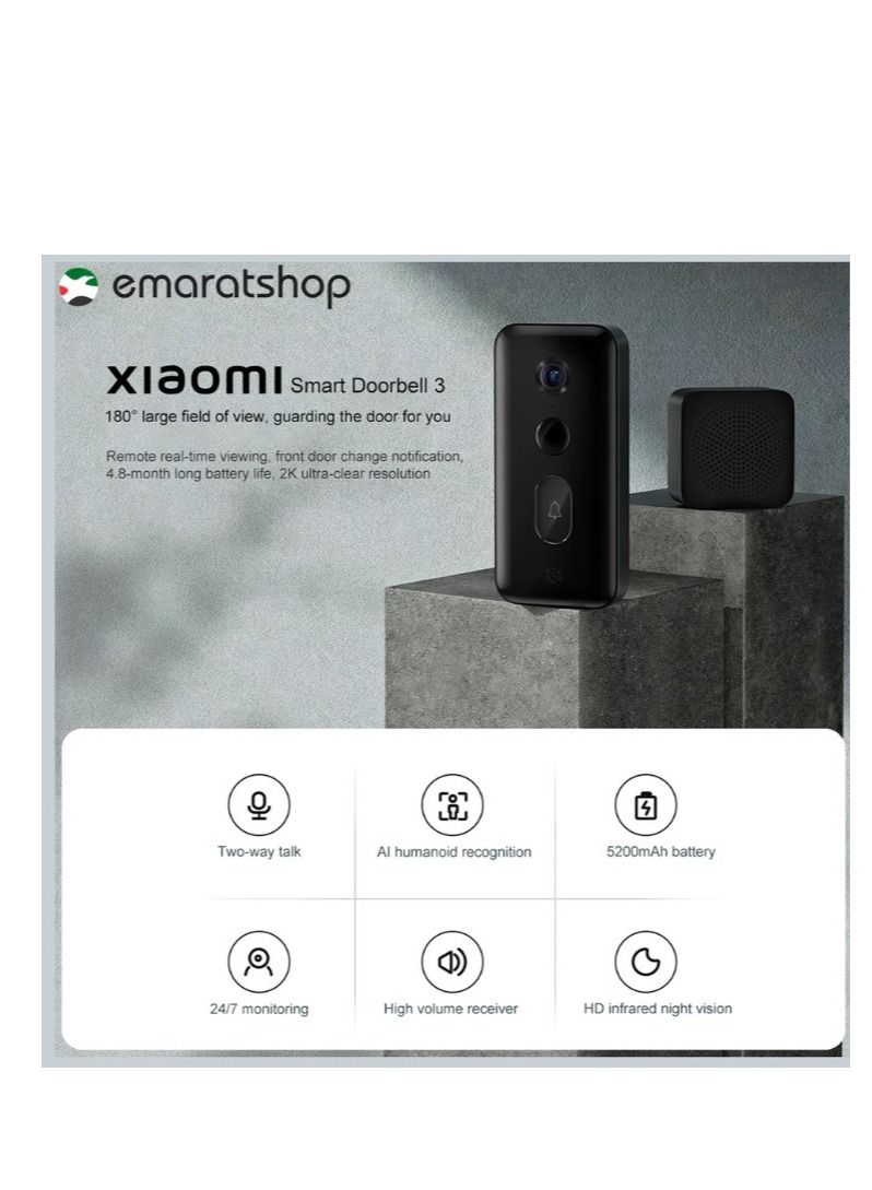 Xiaomi Smart Doorbell 3 MJML06-FJ Black - Image 5