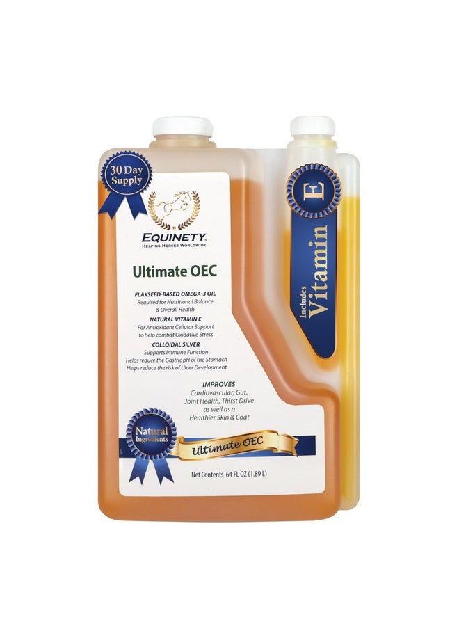 Equinety Ultimate OEC - Horse Supplements & Hoof Supplements for Horses - Omega 3 with Flax Seed, Horse Oil, Vitamin E for Horses & Coat Defense for Horses - Vet-Approved Horse Joint Supplement & Hoof Oil  - Image 1