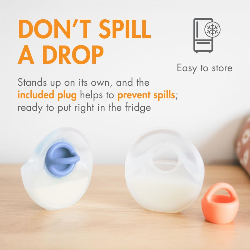 Boon Trove Silicone Manual Breast Pump Set - Hands Free Breast Milk Collector - Includes Polyester Travel Pouch - Breastfeeding Essentials - 2 Count - Image 3