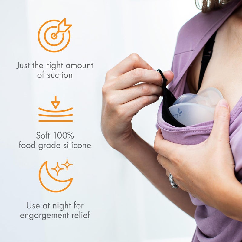 Boon Trove Silicone Manual Breast Pump Set - Hands Free Breast Milk Collector - Includes Polyester Travel Pouch - Breastfeeding Essentials - 2 Count - Image 5