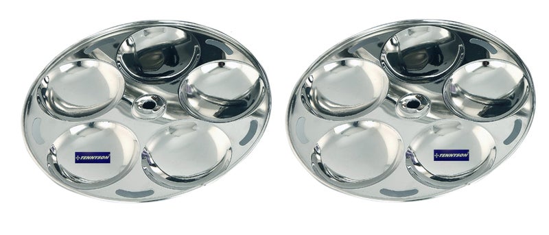 TENNYSON Stainless Steel 2 IDLY Plates with 5 Cavities Each - Image 2