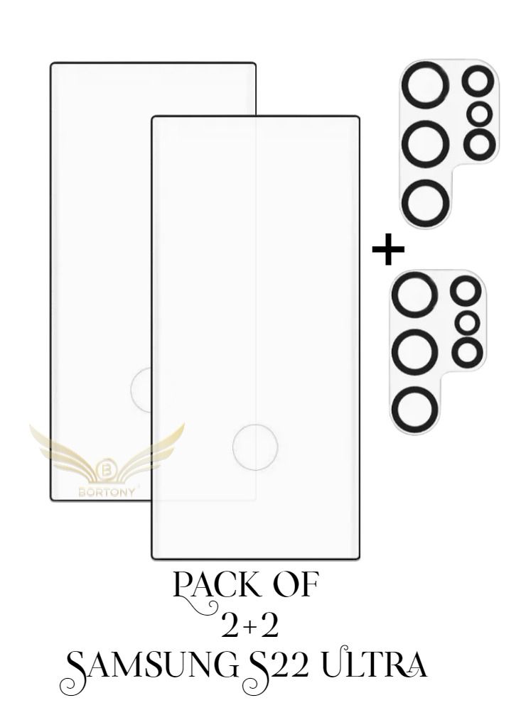 BORTONY Samsung Galaxy S22 Ultra Screen Protector (2+2 Pack) With Camera Lens Protector - Image 2