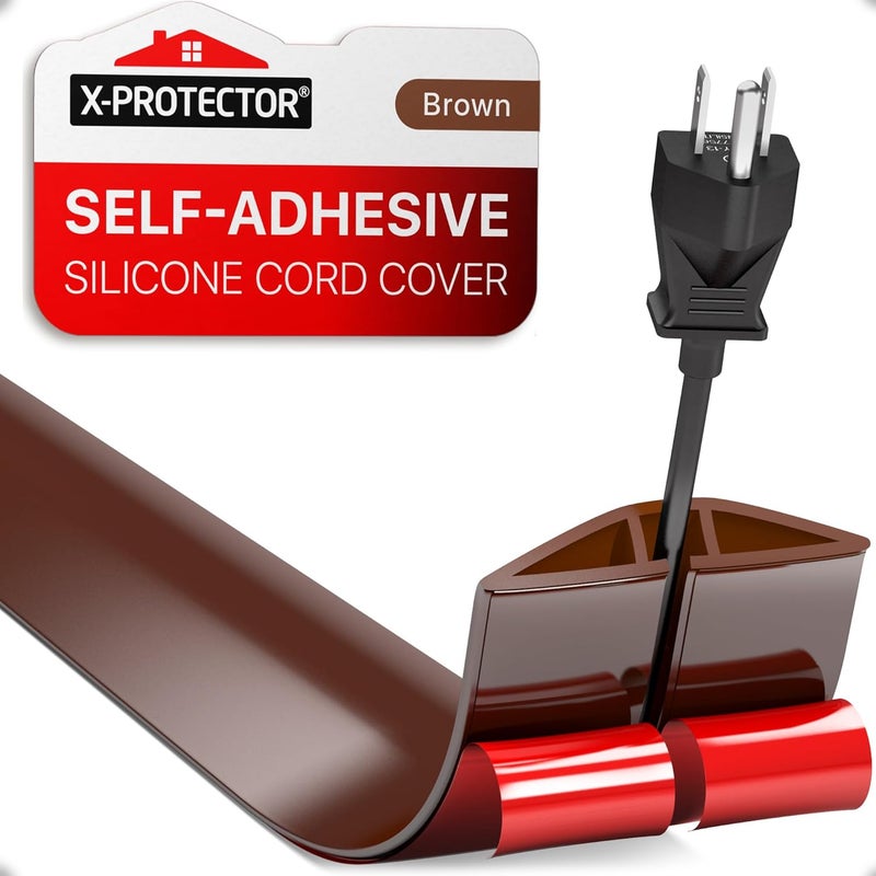 X-Protector Floor Cord Cover - 5’ Overfloor Cord Protector - Self-Adhesive Power Cable Protector - Silicone Cord Protector - Ideal Extension Cord Cover to Protect Wires On Floor (60 in) - Image 1