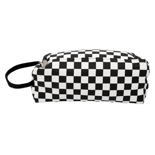 Xpandio Large Capacity Pencil Case Pouch, Cute Aesthetic Big Capacity Zipper Cases Pen Portable Office Stationery Makeup Bag, Desk Organizer for College Adults Women Men (Black & Whit Chess) - Image 5