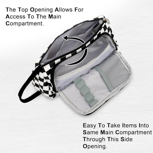 Xpandio Large Capacity Pencil Case Pouch, Cute Aesthetic Big Capacity Zipper Cases Pen Portable Office Stationery Makeup Bag, Desk Organizer for College Adults Women Men (Black & Whit Chess) - Image 2