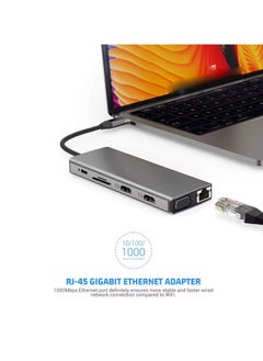 Generic USB to HDTV Multifunction Adapter 12 Port Aluminium Type C Docking Station 1* HDMI Port, 1* VGA, RJ45, 5 USB 3.0 Ports, 1-3.5mm Audio, USB-C Power Delivery, TF/SD Slot (USB C to 12 in 1 HUB)  - Image 2