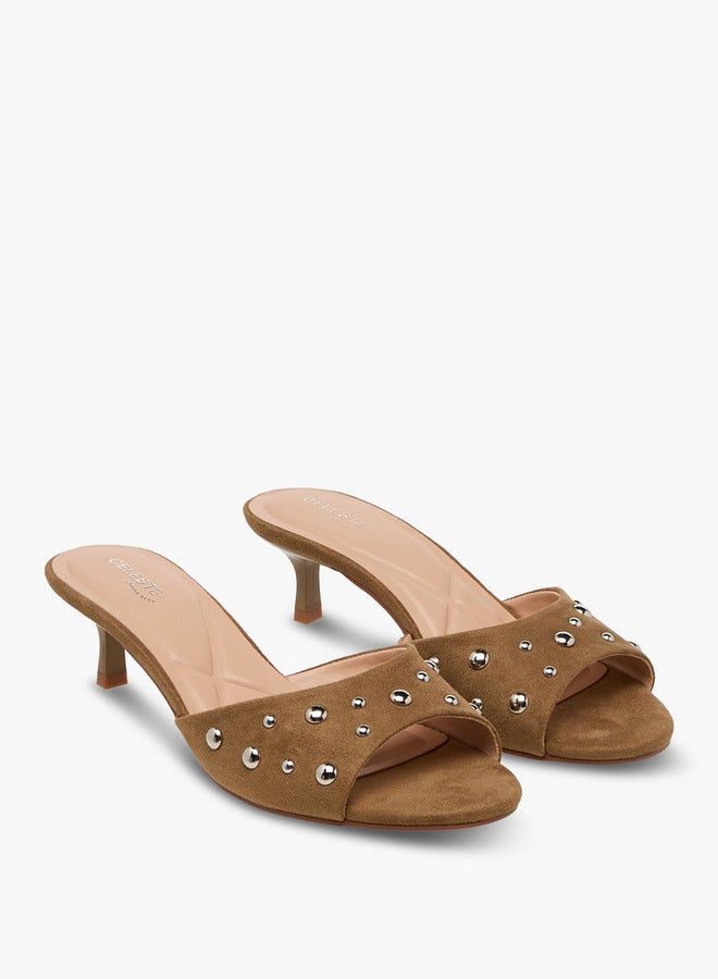 Celeste Women Embellished Suede Kitten Heel Sandals - Image 2