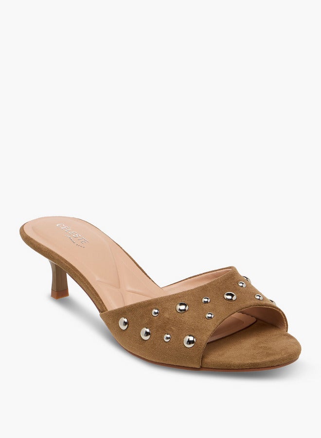 Celeste Women Embellished Suede Kitten Heel Sandals - Image 1