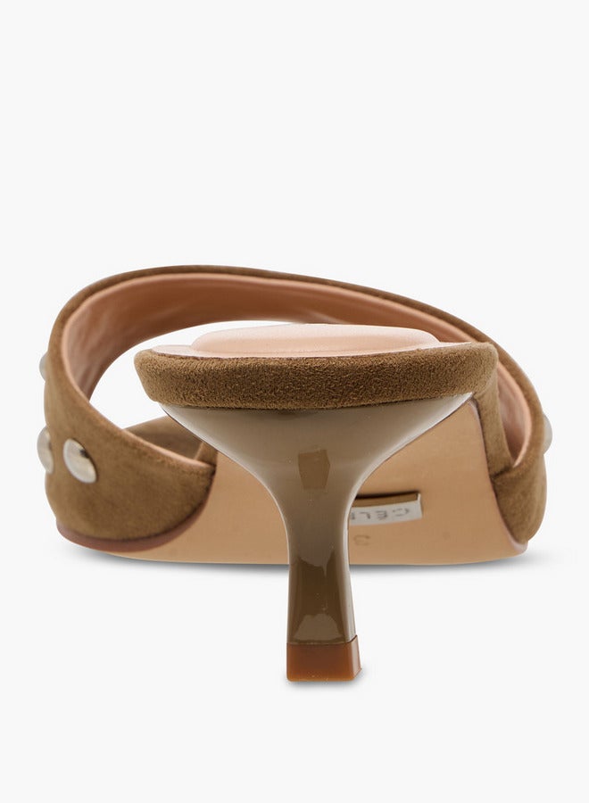 Celeste Women Embellished Suede Kitten Heel Sandals - Image 5