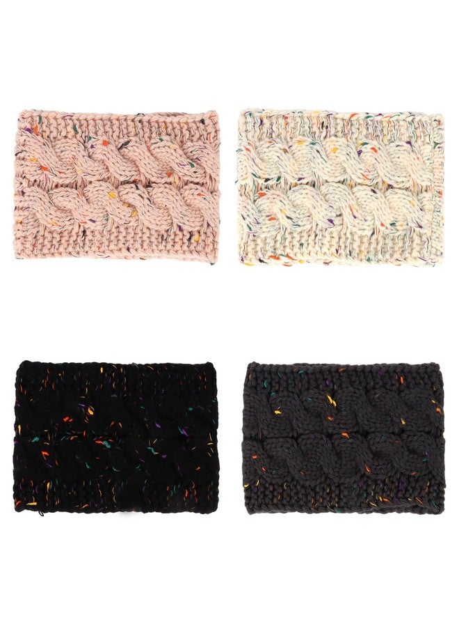 ACO-UINT 4 Pack Fleece-Lined Cable Knit Headbands for Women - Speckled Knit Hair Bands with Plush Lining, Headwear for Cold Weather, Hair Accessory for Daily Wear & Outdoor Activities and Chrismas Gifts - Image 2