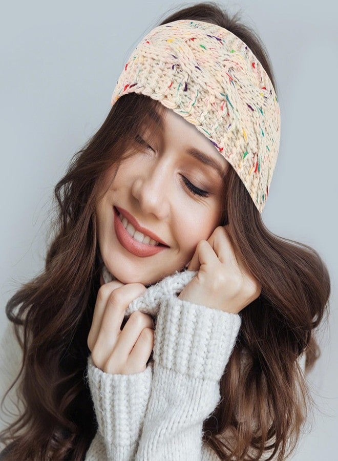 ACO-UINT 4 Pack Fleece-Lined Cable Knit Headbands for Women - Speckled Knit Hair Bands with Plush Lining, Headwear for Cold Weather, Hair Accessory for Daily Wear & Outdoor Activities and Chrismas Gifts - Image 5