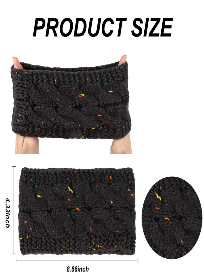 ACO-UINT 4 Pack Fleece-Lined Cable Knit Headbands for Women - Speckled Knit Hair Bands with Plush Lining, Headwear for Cold Weather, Hair Accessory for Daily Wear & Outdoor Activities and Chrismas Gifts - Image 3