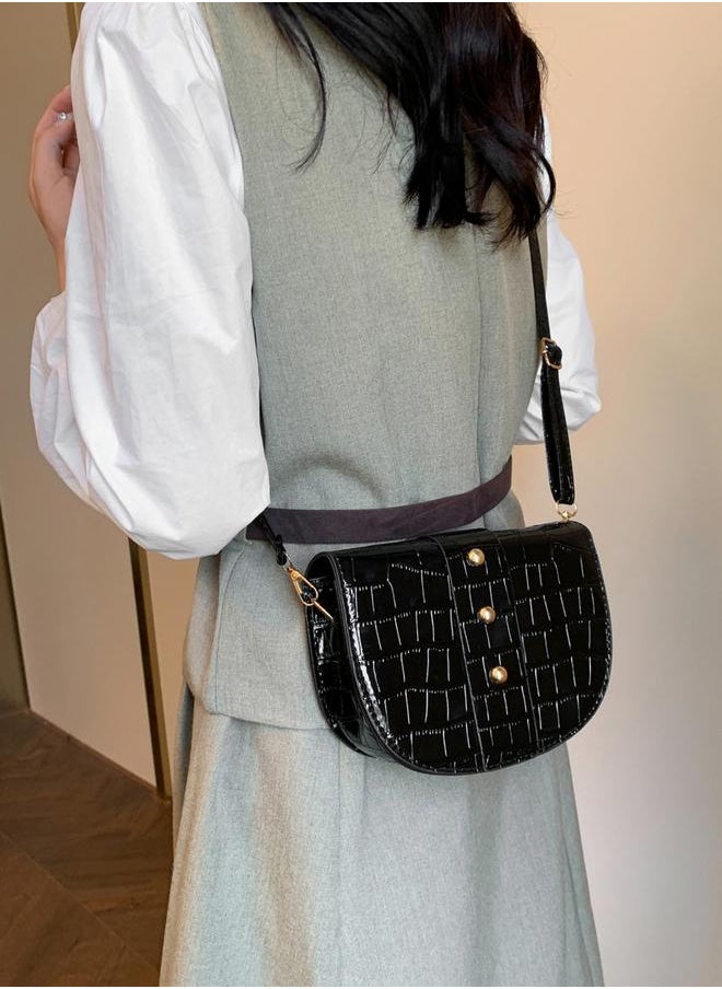 Styli Textured Stud Detail Crossbody Bag 